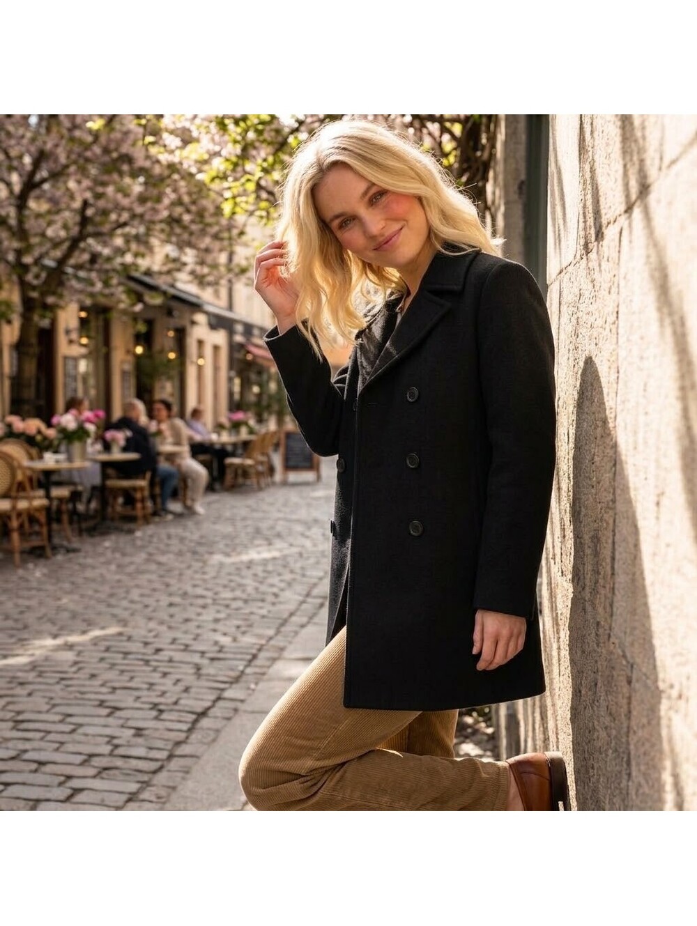 Celine Double-breasted Black Wool Short Coat Size L Kors era